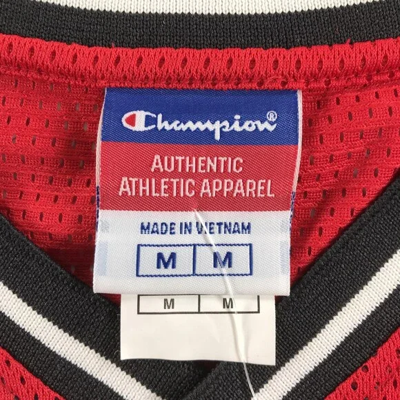 Vintage Champion Shirt Mens Medium Red Mesh V-Neck Short Sleeve Athletic Jersey - Picture 3 of 9